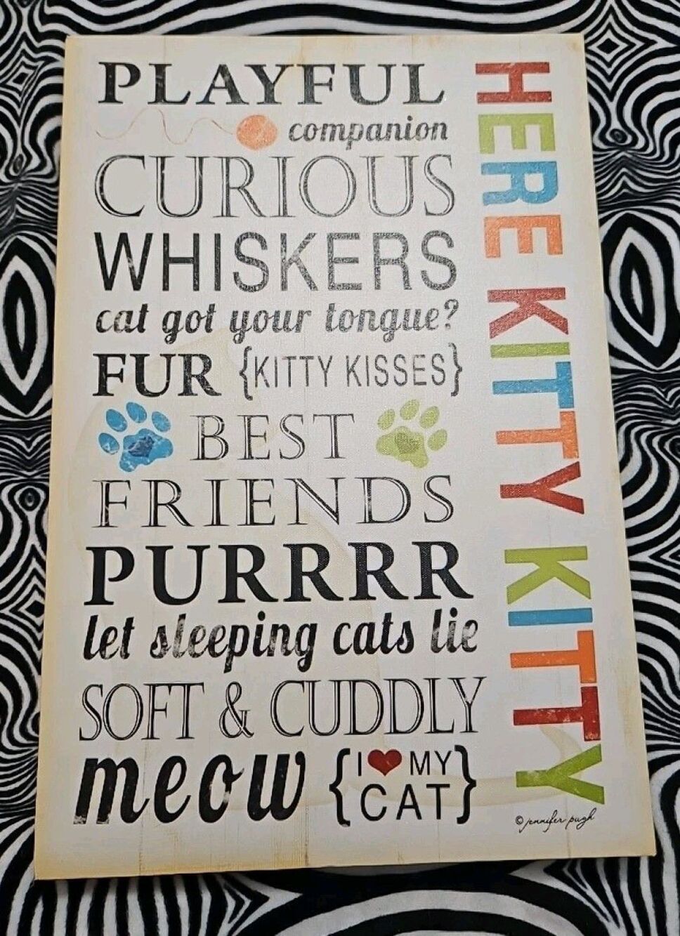 Cat (Here Kitty Kitty) Canvas 17.5” X 12” Art Print Poster Jennifer Pugh